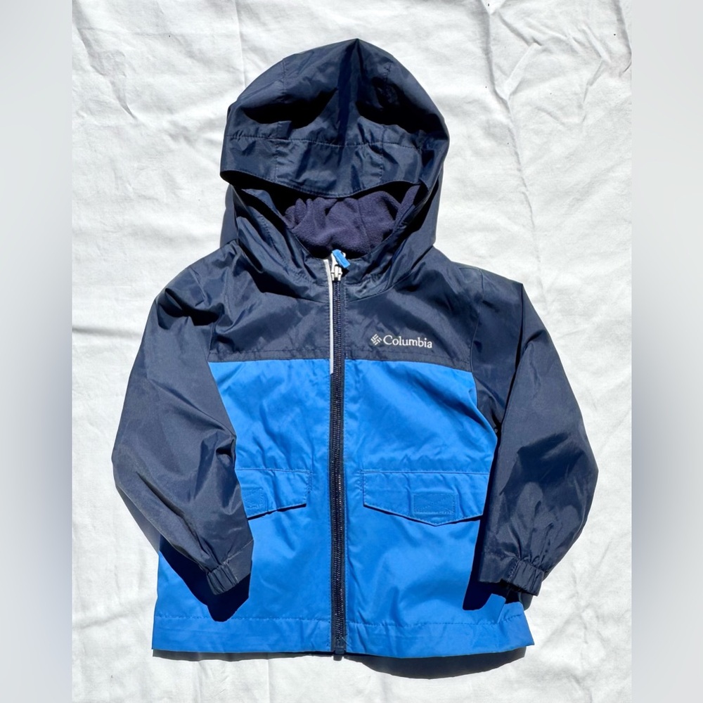Columbia Navy & Bright Blue Glennaker Hooded Rain Jacket size 2t